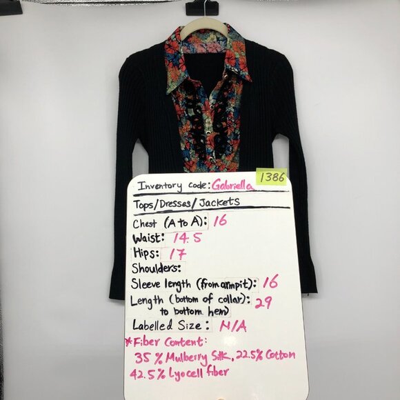 Red Multicolor Floral Silk Blend Collared tunic Attached Black Cardigan Set - Picture 14 of 15